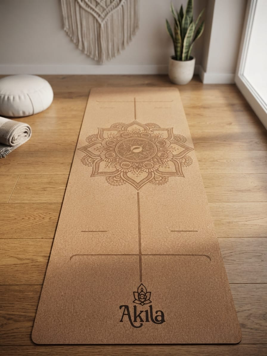 Lotus Alignment Cork Yoga Mat: Alineación, Florecimiento y Centro Sagrado
