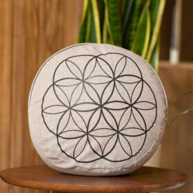 Zafu de Meditación Flor de la Vida Grey: Minimalismo, Balance y Geometría Sagrada