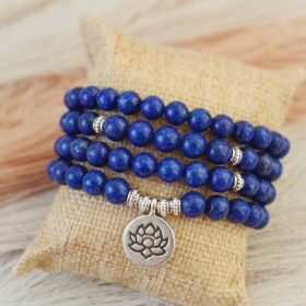 Japa Mala Pulsera Lapislázuli Sabiduría, Intuición y Claridad Mental