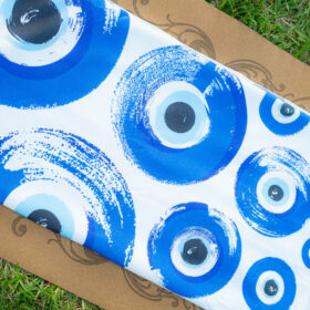 Toalla de Yoga Cosmic Eye Blue: Protección Ancestral, Serenidad y Secado Rápido
