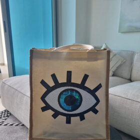 Bolso Tote Jute & Lino Minimal Eye: Elegancia Orgánica, Visión y Resguardo Consciente