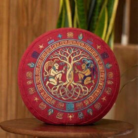 Zafu de Meditación Copán 1600 Maya Red: Raíces Ancestrales, Ergonomía y Sabiduría Sagrada